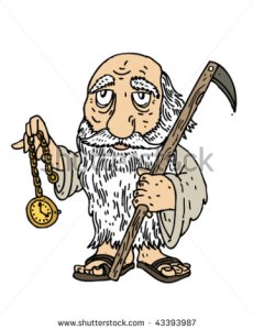 photo courtesy of shutterstock. Here, Father Time is a cross between Moses, the Rabbit from Wonderland, and the Reaper himself. 